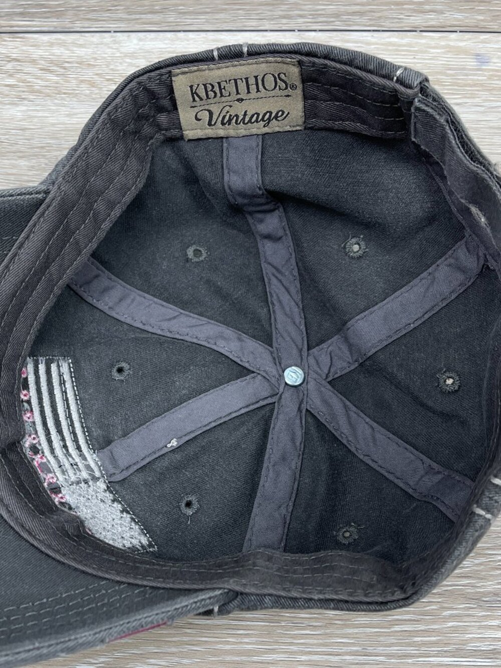 NEW BREAST CANCER AWARENESS AMERICAN FLAG VINTAGE DISTRESSED VELCRO BACK HAT - Picture 7 of 10